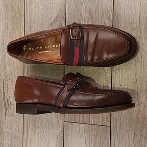 RALPH LAUREN x Crockett Jones Brown Shell Cordovan Leather Sz 8 D‎ Loafers Shoes